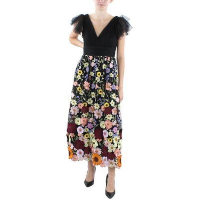 Женское черное коктейльное и вечернее платье из тюля с вышивкой Mac Duggal 12 BHFO 9925