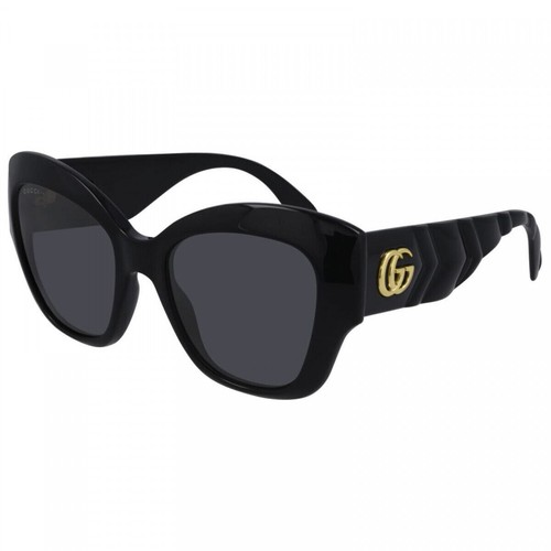 Pre-owned Gucci Gg0808s 001 Black/grey 53-20-145 Sunglasses In Gray