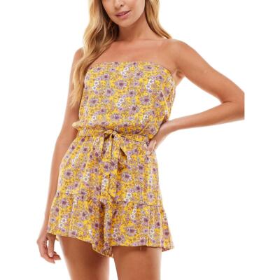 

Be Bop Женский цветочный комбинезон без бретелек с оборками для подростков BHFO 9848, Yellow/multi