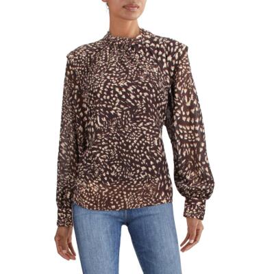 

Женская шифоновая блузка с принтом Jonathan Simkhai Ramsey Brown Top  BHFO 5358, Chocolate textured dot