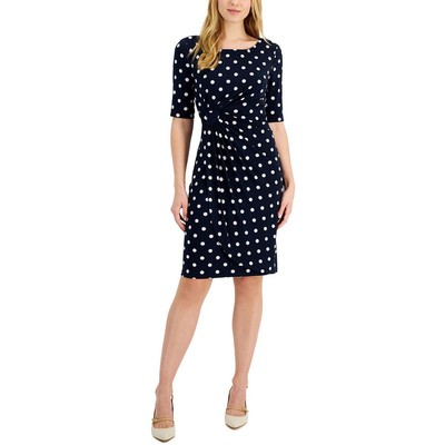 

Женское платье-футляр в горошек с рюшами Connected Apparel Petites BHFO 8756, Navy