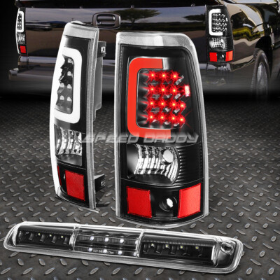 ЧЕРНАЯ ПРОЗРАЧНАЯ СВЕТОДИОДНАЯ ЗАДНЯЯ ПАНЕЛЬ + 3-Й СТОП-СИГНАЛ И ГРУЗОВОЙ ФОНАРЬ ДЛЯ 03-07 CHEVY SILVERADO/SIERRA