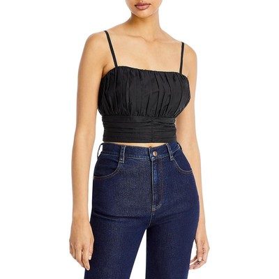 

Укороченная рубашка Aqua Womens Poplin Top со складками BHFO 3891, Черный