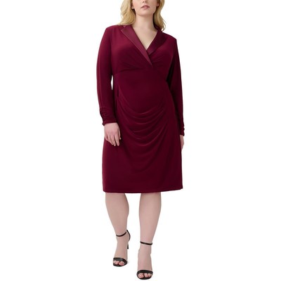 Женское красное миди-платье для коктейлей и вечеринок Adrianna Papell Plus 18W BHFO 4663