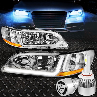 ХРОМИРОВАННАЯ ФАРА + ЯНТАРНЫЙ УГОЛОК + DRL + БЕЛЫЙ СВЕТОДИОД 9006 HID с ВЕНТИЛЯТОРОМ ДЛЯ 98-02 ACCORD CG