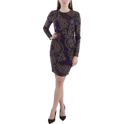 Lauren Ralph Lauren Womens Purple Paisley Side Twist Sheath Dress 2 BHFO 6210