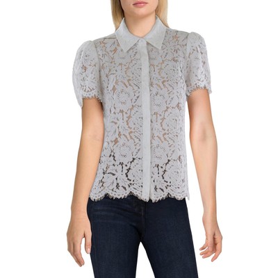 Generation Love Womens Murphy White Lace Button-Down Top Shirt XS BHFO 6156