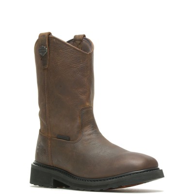 Pre-owned Harley-davidson Work Men's Altman Western Classic Soft Toe Work Boot Brown -