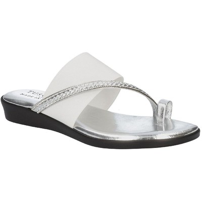 

Женские серебристые шлепанцы Tuscany By Easy Street Amedea, ширина 7,5 (C,D,W) 1117, White gore/silver/metallic