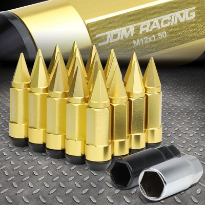 JDM АЛЮМИНИЕВЫЕ ГАЙКИ С ЗОЛОТЫМ ОБОДКОМ С КОЛПАЧКОМ + АДАПТЕР 20ШТ M12X1.5 ДИАМЕТРОМ 23 ММ/ВЫСОТОЙ 83 ММ
