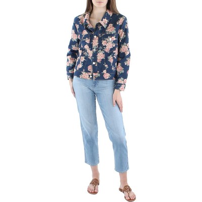 

Gabby Isabella Женская Синяя Джинсовая Куртка с Цветочным Принтом Пальто  BHFO 5660, Floral, 322520