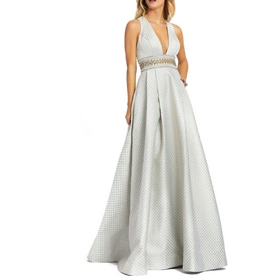 

Ieena for Mac Duggal Женское синее вечернее платье с украшением  BHFO 3623, French blue