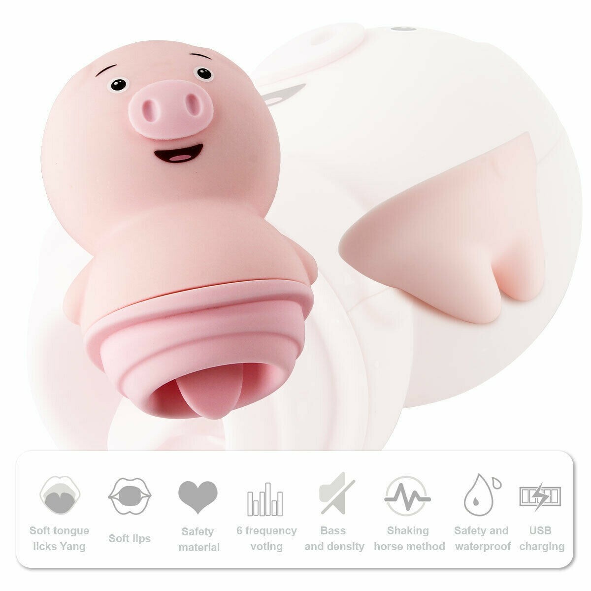 Licking Tongue Vibrating Pig Power Vibrator Clitoris Masturbation Nipple Massage - Picture 8 of 11