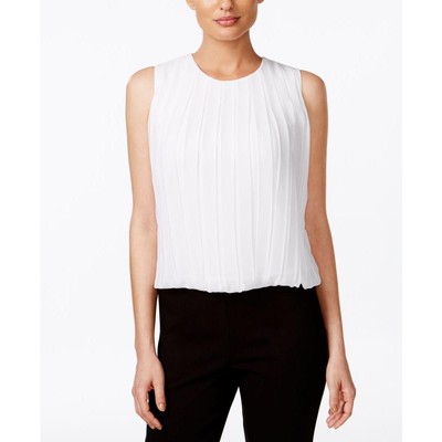 Женская белая шифоновая плиссированная блузка без рукавов Calvin Klein L BHFO 7066