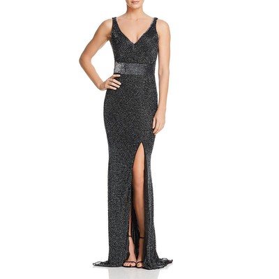 

Mac Duggal Женское черное вечернее платье без рукавов с бисером  BHFO 8068, Gunmetal