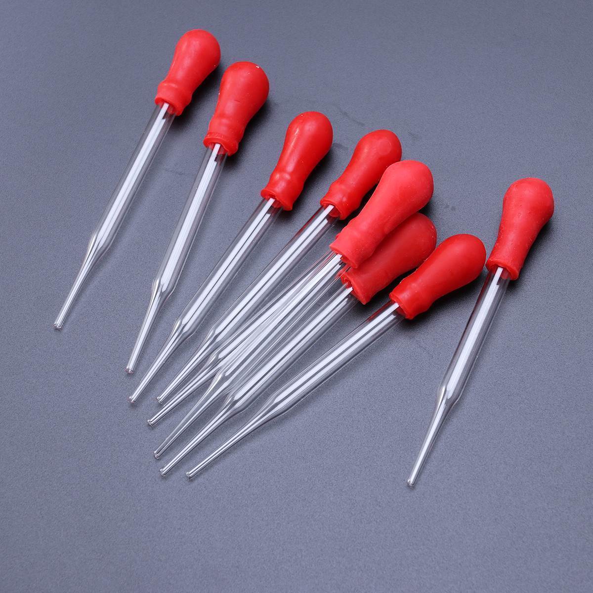 10pcs Glass Pipette Pipet Medicine Laboratory Dropper Red Rubber Head