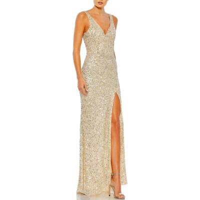Женское бежевое вечернее платье макси с блестками Mac Duggal плюс 18 BHFO 1837