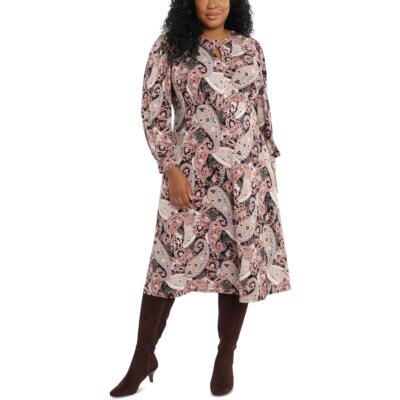 

Женское платье миди с узором пейсли London Times Keyhole Plus BHFO 5580, Black/rust