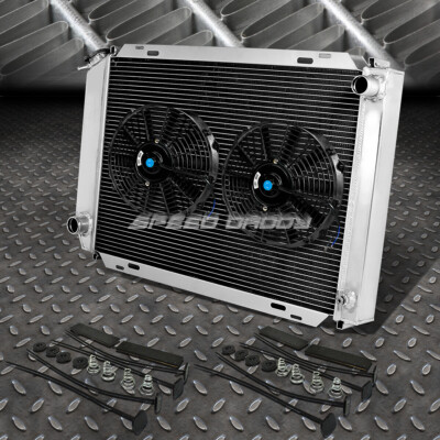 3-ROW ALUMINUM RADIATOR+2X 9 FAN BLACK FOR 79-93 FORD MUSTANG V8/V6 LX/GT/COBRA