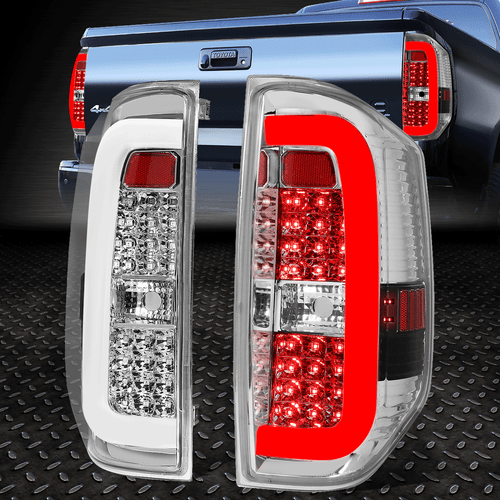 [3D LED C-TUBE BAR]FOR 14-18 TOYOTA TUNDRA CHROME HOUSING TAIL LIGHT BRAKE LAMPS