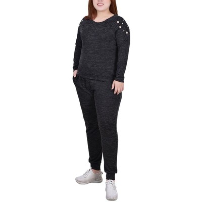 Женский черный пуловер с круглым вырезом Gromet из коллекции NY Collection Plus 3X BHFO 5399