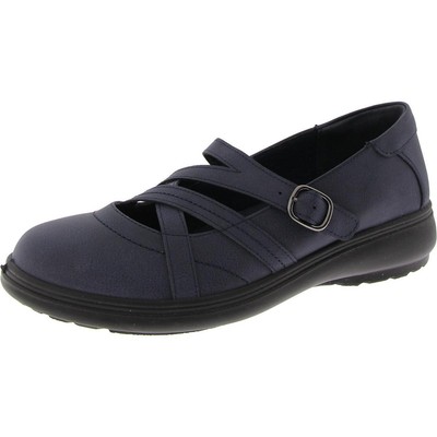 Easy Street Womens Navy Faux Leaher Mary Janes Shoes 9.5 Medium (B,M) BHFO 7506