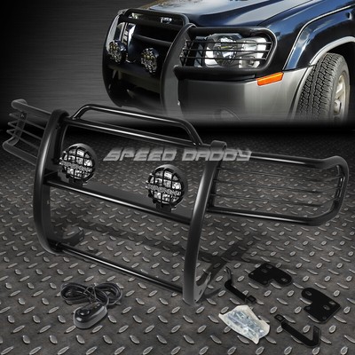 ЧЕРНАЯ ЗАЩИТНАЯ РЕШЕТКА РАДИАТОРА + КРУГЛАЯ ПРОЗРАЧНАЯ ПРОТИВОТУМАННАЯ ФАРА ДЛЯ 98-00 NISSAN FRONTIER/XTERRA