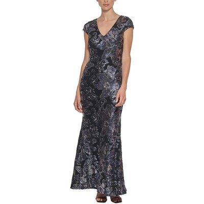 Женское черное вечернее платье Calvin Klein с блестками во всю длину, 10 BHFO 6257