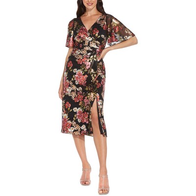 Adrianna Papell Womens Black Foiled Midi Sheath Dress Plus 20W BHFO 9343
