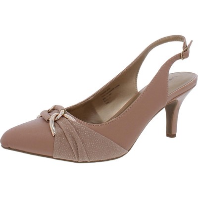 Женские туфли Karen Scott на каблуке Giselee бежевого цвета с острым носком шириной 9 см (C, D, W) BHFO 6566