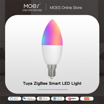 5W Tuya Wifi RGB Smart LED Light Bulb Warm Cool White Dimmable Lamp E14
