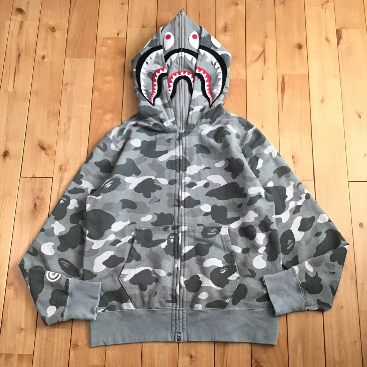 BAPE camo Double Shark full zip hoodie Gray A Bathing Ape