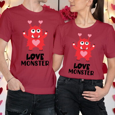 Couples Valentines Day Outfit Ideas Love Monster Matching T-Shirt Tee #VD