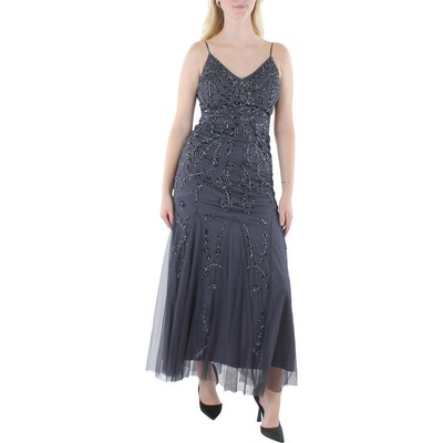 

Женское серое вечернее платье макси с украшением Marina  BHFO 4473, Gunmetal