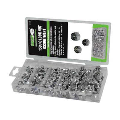GRIP 150pc SAE Nylon Inserts Lock Nut Assortment Standard Hardware Kit 43139
