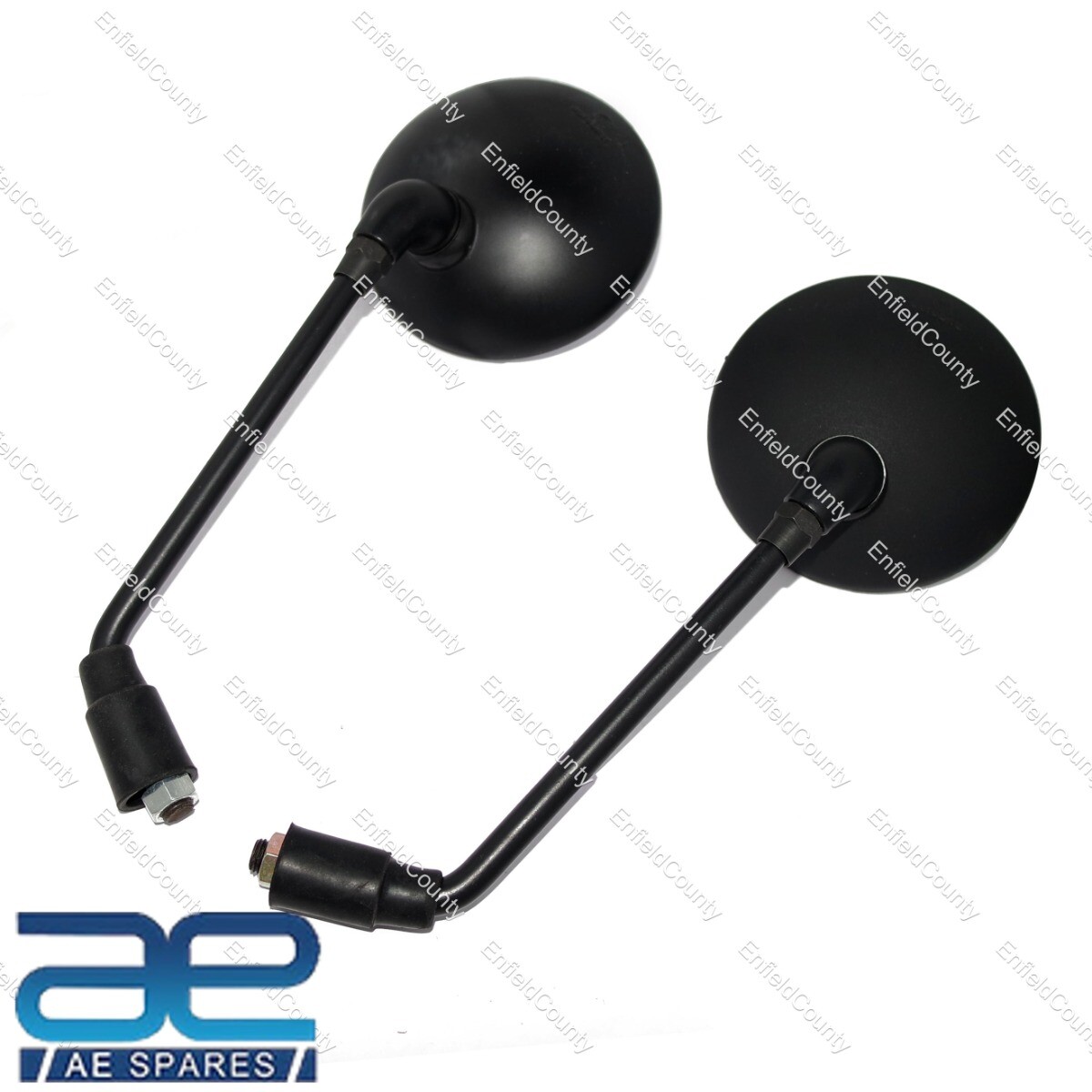 FOR ROYAL ENFIELD BULLET CLASSIC 350 500cc SIDE REAR MIRROR SET MATT BLACK  