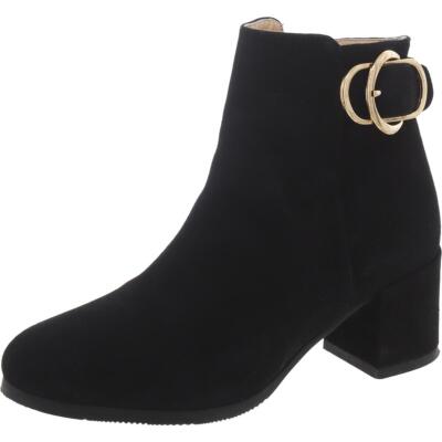 Ron White Womens Suede Block Heel Bootie Ankle Boots Shoes BHFO 3241