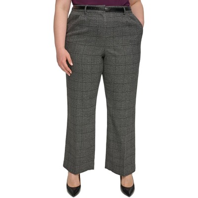 Calvin Klein Womens Black-Ivory Plaid  Trouser Pants Plus 24W BHFO 9933