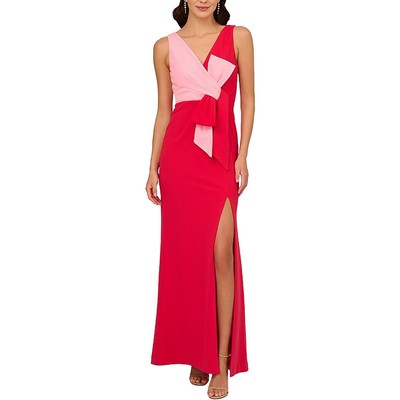 Adrianna Papell Womens Red Colorblock Maxi Party Evening Dress Gown 8 BHFO 9517