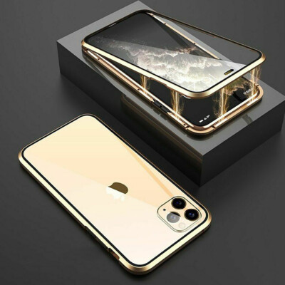 For iPhone 13 12 11 Pro XS Max XR 7 8 Plus Metal Magnetic Full Glass Case Cover