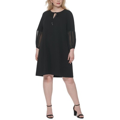 Tommy Hilfiger Womens Black Tie Neck A-Line Shift Dress Plus 14W BHFO 9119