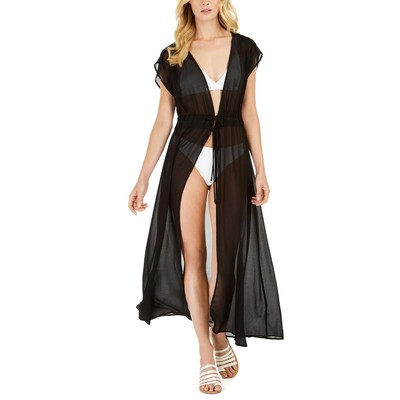 Женская черная пляжная макси-одежда Calvin Klein с завязками спереди, M BHFO 3245