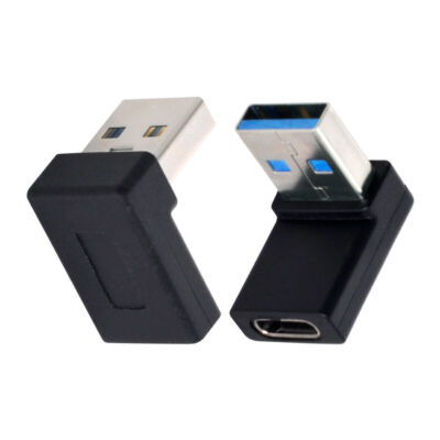 Female USB-C Type C 90 Degree Down Angled to USB 3.0 A Male Data Adapter
