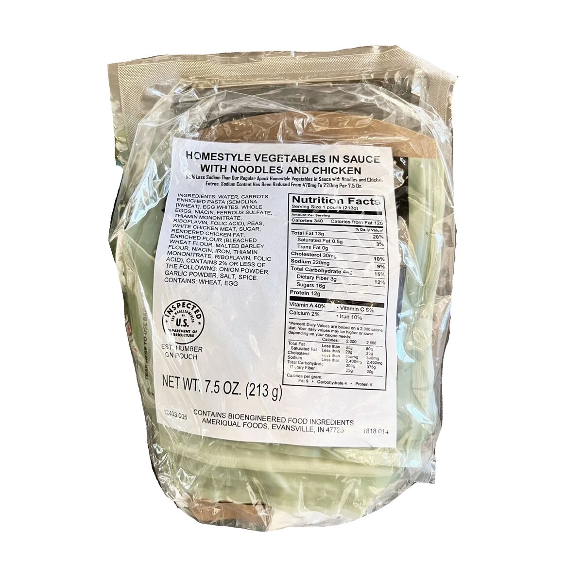 MRE APack Reduced Sodium - Single Meals, Case or Pallet Options 10/24 insp date!