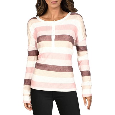 Marc New York Женская вафельная рубашка в розовую полоску с застежкой Henley M BHFO 3705