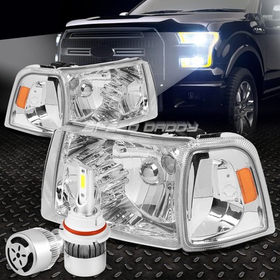 ХРОМИРОВАННЫЙ КОРПУС ФАРЫ + ЯНТАРНЫЙ УГОЛОК + БЕЛЫЙ СВЕТОДИОД 9007 HID с ВЕНТИЛЯТОРОМ ДЛЯ 01-11 RANGER