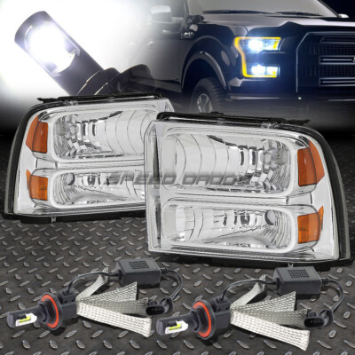 ФАРА С ПРОЗРАЧНЫМИ ЛИНЗАМИ, ЯНТАРНЫЙ УГОЛ + БЕЛАЯ СВЕТОДИОДНАЯ СИСТЕМА 6000K ДЛЯ 05-07 SUPERDUTY