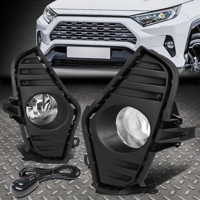 ДЛЯ 19-20 TOYOTA RAV4 CRYSTAL OE STYLE ПЕРЕДНИЕ ПРОТИВОТУМАННЫЕ ФАРЫ с ОБОДКОМ + ПЕРЕКЛЮЧАТЕЛЬ