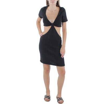 Женское черное трикотажное платье-свитшот Cult Gaia длиной выше колена с вырезом лодочкой L BHFO 1303