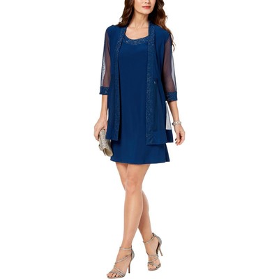 

R-M Richards Женское синее коктейльное платье без рукавов с пиджаком  BHFO 0768, Royal